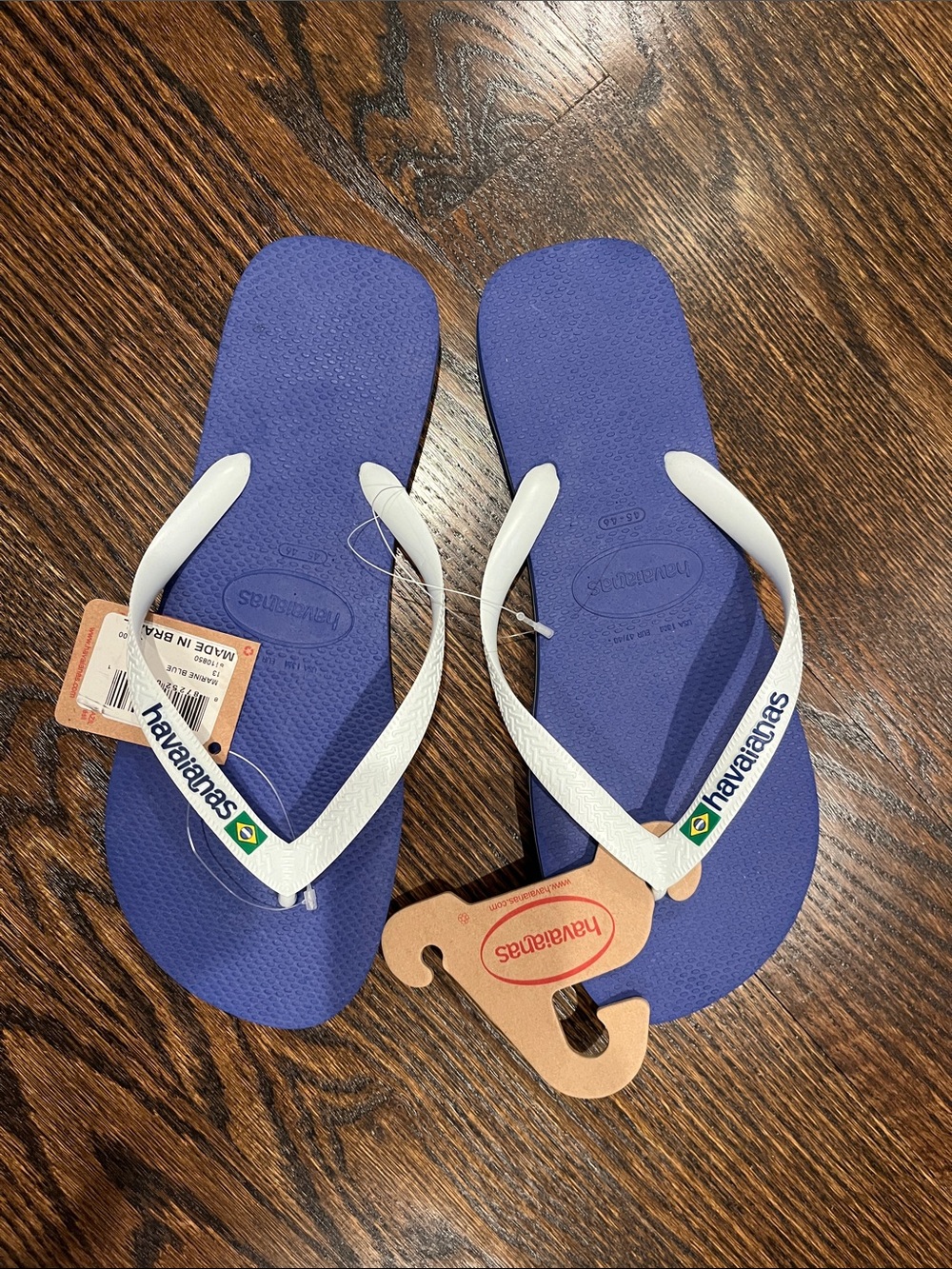 Havaianas Blue/White Flip Flops with White Straps
